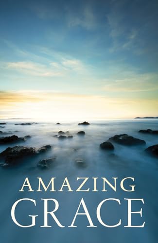 Coastal sunset scene with the text "Amazing Grace" overlaid.