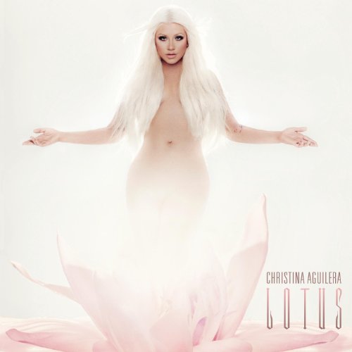 Christina Aguilera album cover, "Lotus," featuring a pale, ethereal portrait.