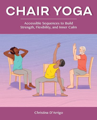 Book cover depicting three people doing chair yoga poses.