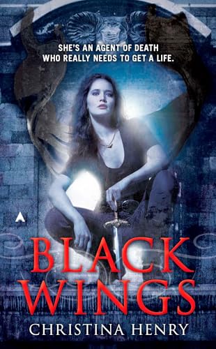 Book cover: woman with dark hair, wings, and a dagger, titled "Black Wings".