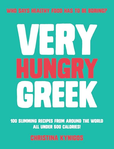 Teal book cover with large white and red text reading Very Hungry Greek.