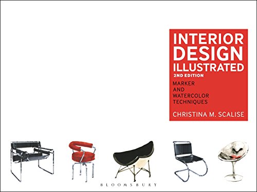 Book cover featuring illustrated chairs and red text: "Interior Design Illustrated.