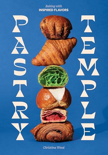 Cookbook cover with stacked pastries: croissant, brioche, and puff pastry.