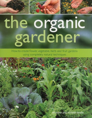 Book cover: "The Organic Gardener" with images of plants and hands.