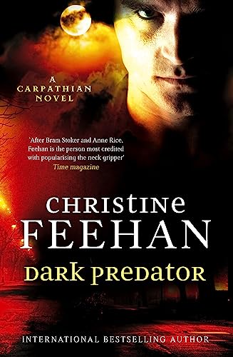 Book cover: “Dark Predator” features a man’s face against a fiery, moonlit background.