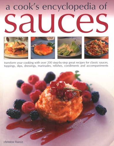 Cookbook with colorful sauce images, likely on a white or light-colored background cover.