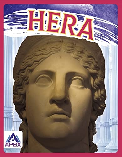 Close-up of a classical marble bust of a woman, titled "Hera".