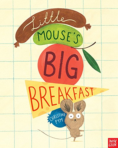 Book cover with illustrated breakfast food and a small brown mouse.