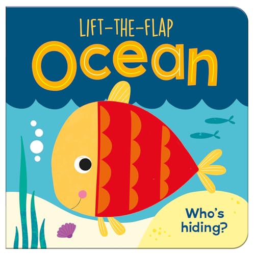 Lift-the-flap book cover with a bright orange fish and blue waves.