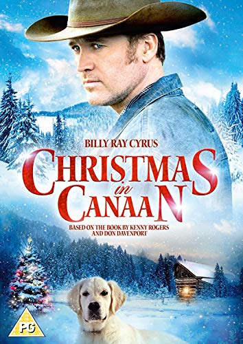 DVD cover for "Christmas in Canaan" featuring a man, dog, and snowy landscape.
