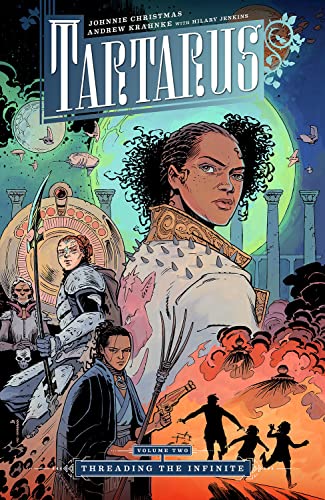 Comic book cover featuring a woman with curly hair and fantastical figures.