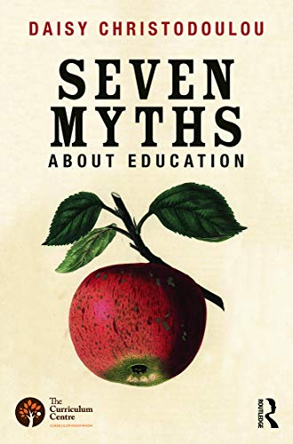 Book cover: "Seven Myths About Education" with a red apple illustration.