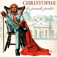 Album cover: man with cane seated before a large building.
