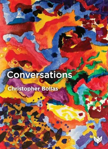 Book cover, “Conversations” by Christopher Bollas, with abstract colorful paint.