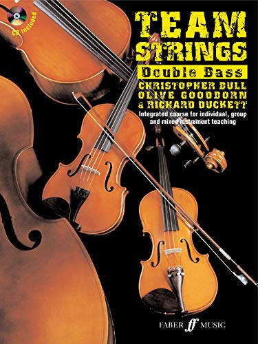 Book cover featuring a double bass, cello, and violin with bows.