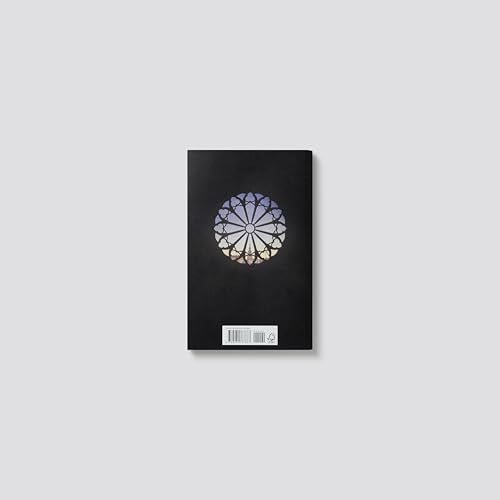 Book cover with a dark background and circular stained-glass window.