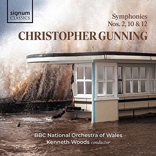 CD cover for Christopher Gunning symphonies with a coastal building image.