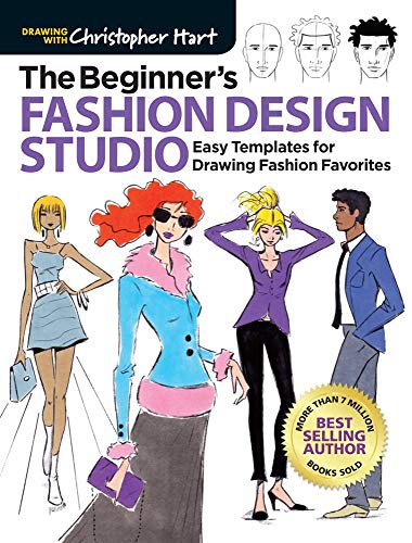 Fashion design book cover with illustrated figures and templates.