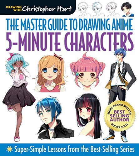 Colorful book cover with anime-style characters and simple drawing lessons for beginners.
