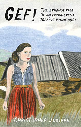 Book cover: woman in red skirt, rural landscape, title “GEF!”.