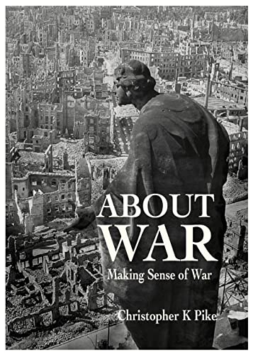 Book cover: statue overlooking a grayscale cityscape of war ruins.