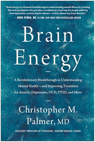 Book cover for Brain Energy by Christopher M. Palmer, MD, on a blue background.