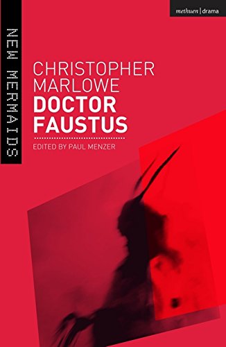 Book cover for Doctor Faustus by Christopher Marlowe with a red and black design.