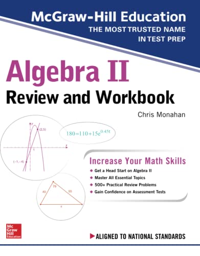 Cover of “McGraw-Hill Education Algebra II Review and Workbook” with graphs.
