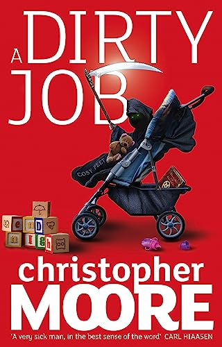 Red book cover featuring a hooded figure with a baby stroller.