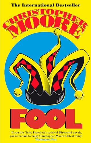 Book cover for "Fool" by Christopher Moore, featuring a jester’s cap.