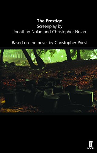 Book cover for The Prestige showing black top hats scattered on a forest floor.