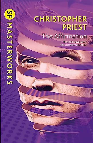 Book cover featuring a human face sliced into horizontal layers against a purple background.