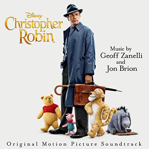 CD cover for "Christopher Robin" soundtrack featuring Ewan McGregor and plush toys.