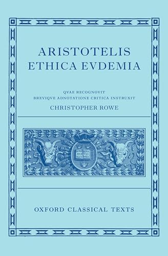 Blue book cover with ornate border, title “Aristotelis Ethica Eudemia”, and bull imagery.