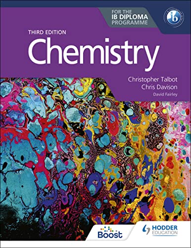 Purple textbook cover with “Chemistry” title and colorful abstract image.