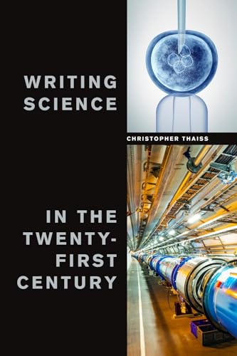 Book cover titled Writing Science in the Twenty-First Century featuring a cell and particle accelerator.