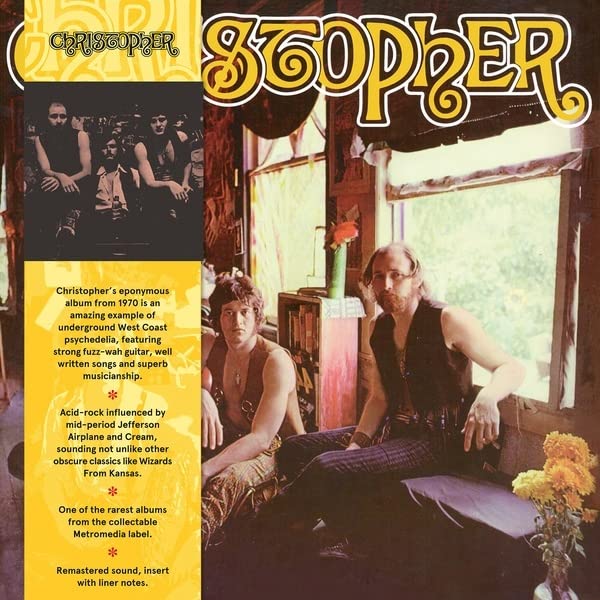 1970s vinyl album cover for "Christopher" featuring band photos and text.