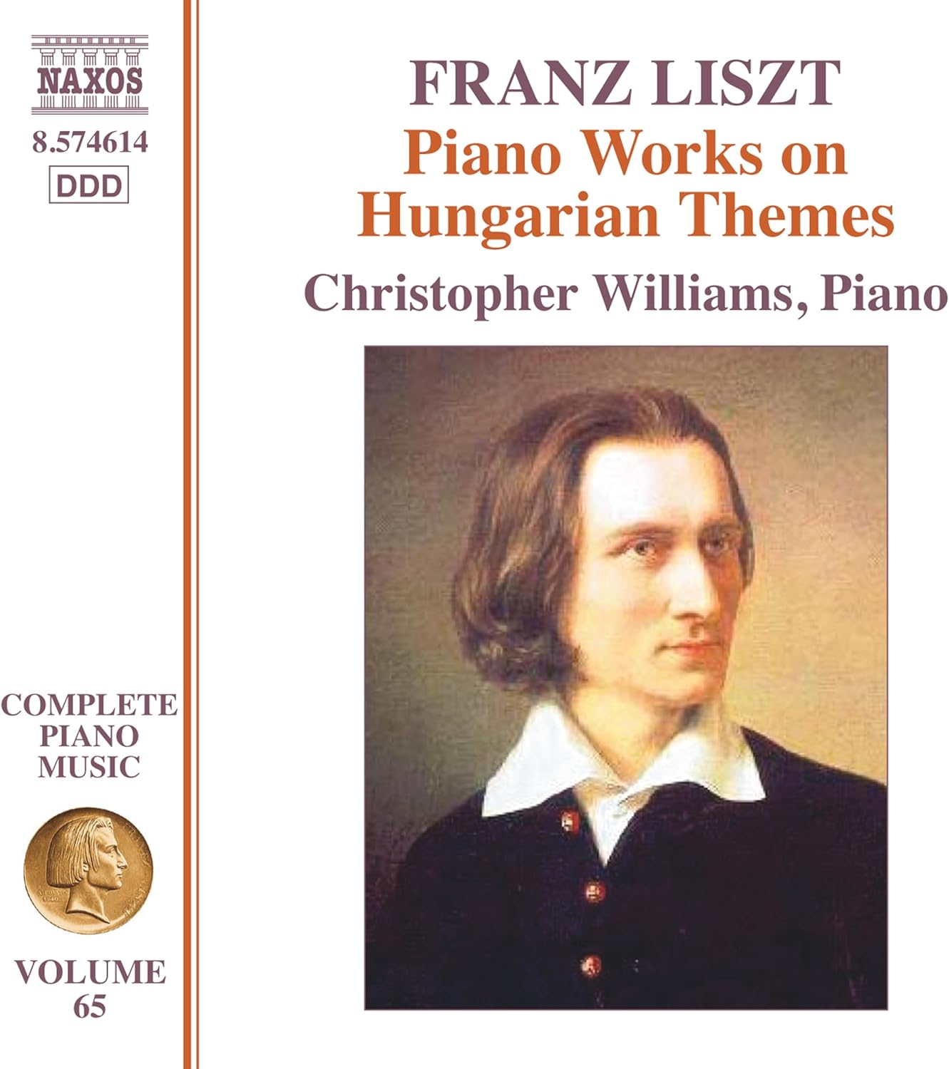 CD cover featuring a portrait of Franz Liszt and text details.