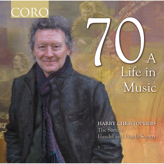 CD cover featuring portrait of Harry Christophers and large number 70.
