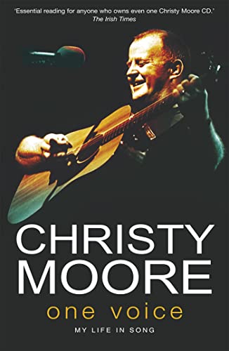 Christy Moore’s autobiography “One Voice” features a photo of him playing guitar.