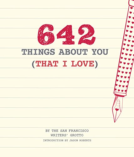 Book cover with red text “642 Things About You” and a pen illustration.
