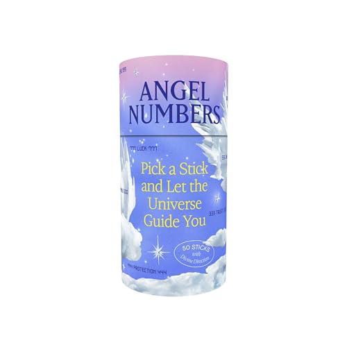 Cylindrical container labeled "Angel Numbers" with text and cloud imagery.