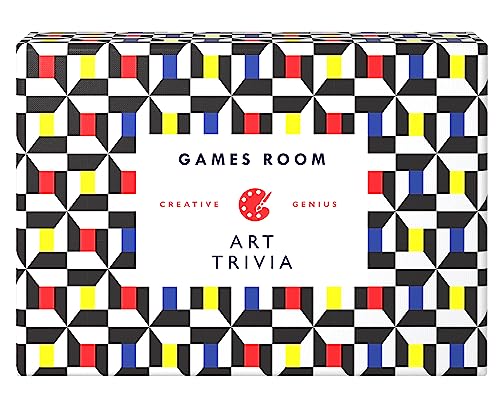 Rectangular "Art Trivia" game box with colorful geometric pattern.