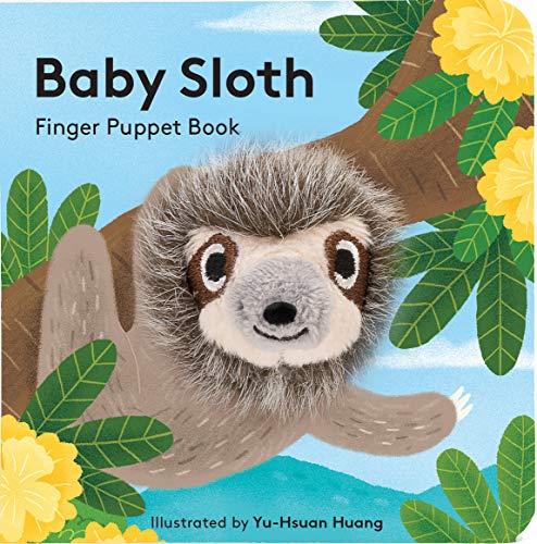 Cover of "Baby Sloth" finger puppet book featuring a cute sloth illustration.