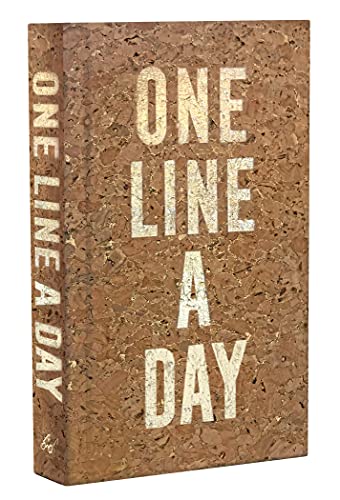 Cork-covered memory book with the title "One Line A Day" embossed.