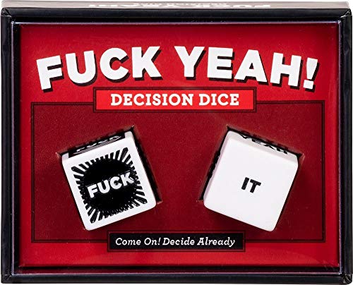 Red box containing two white dice with black text: "FUCK" and "IT".