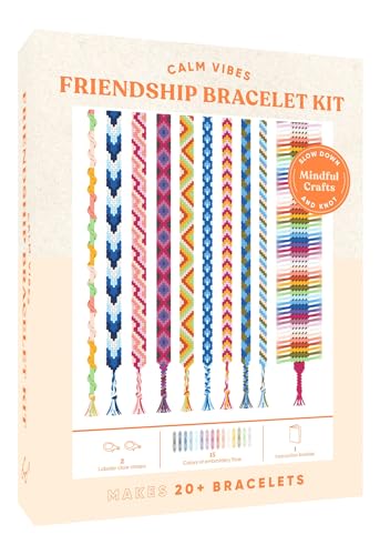 Box set for a friendship bracelet kit showing various colorful woven bracelet patterns.