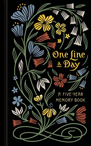 Black journal cover with colorful floral illustration and white text.