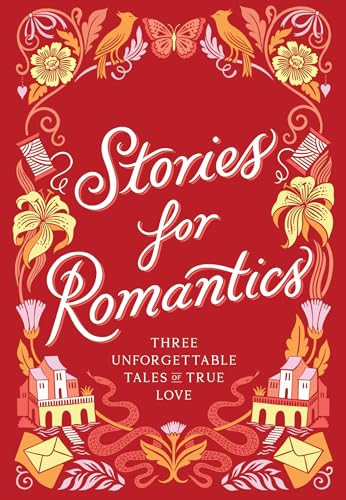 Red book cover with floral border, title “Stories for Romantics.”