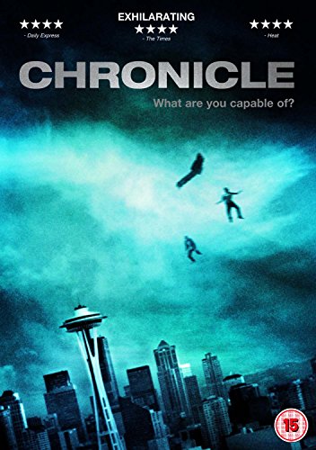 DVD cover for "Chronicle" showing figures flying over a city skyline.